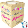 Bougie personnalisée pour Maman – Porte Bougie en Bois personnalisé avec Le prénom de Maman – Cadeau Noël, Anniversaire, fête