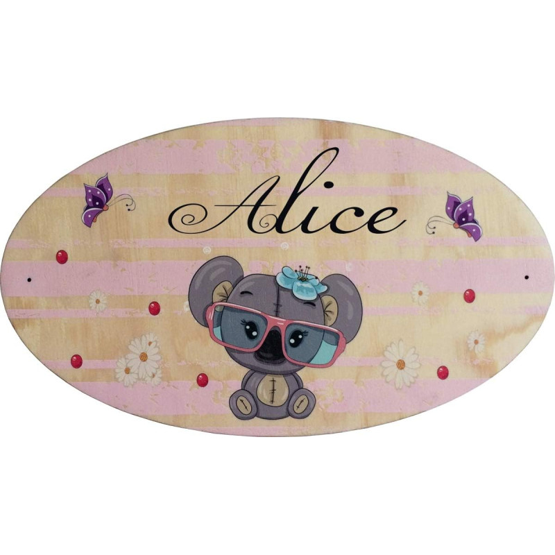 Plaque de Porte en bois personnalisée pour une Chambre d'enfant - Le prénom de la plaque en bois est personnalisable - cadeau