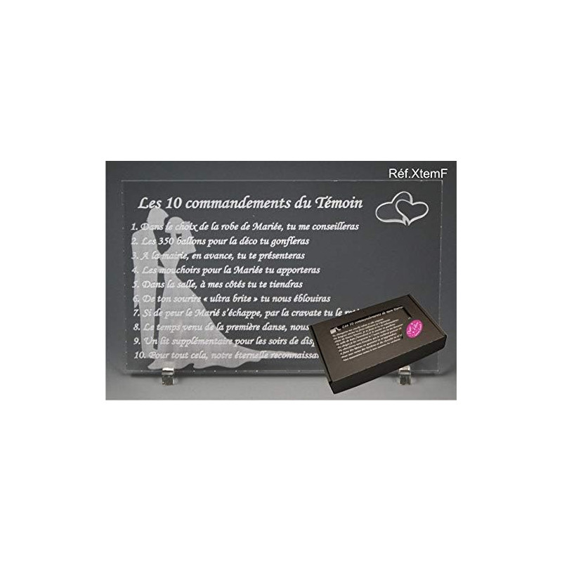 Les 10 Commandements du Témoin de Mariage – Version FEMME pour le témoin du marié ou de la mariée – cadeau original à faire