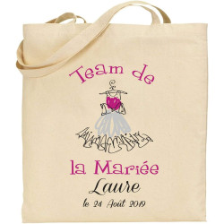 Tote Bag EVJF Personnalisé – Team de la Mariée – Cadeau souvenir original Enterrement de Vie de Jeune Fille avec témoins du