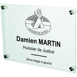 Gravure Events Plaque Professionnelle Huissier de Justice – Personnalisée en Ligne – Personnalisation Fixations et Livraison