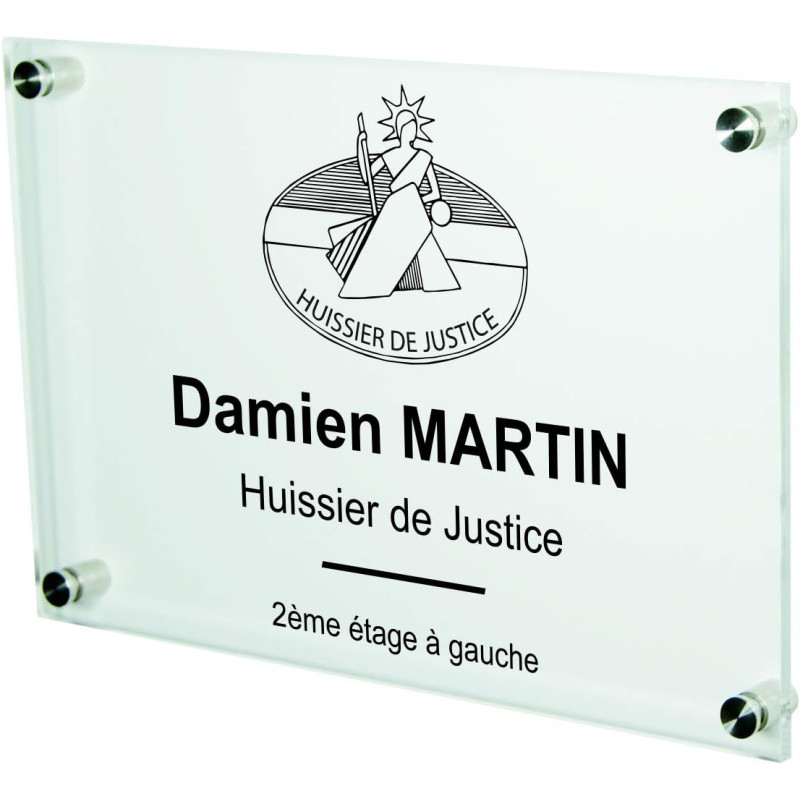 Gravure Events Plaque Professionnelle Huissier de Justice – Personnalisée en Ligne – Personnalisation Fixations et Livraison