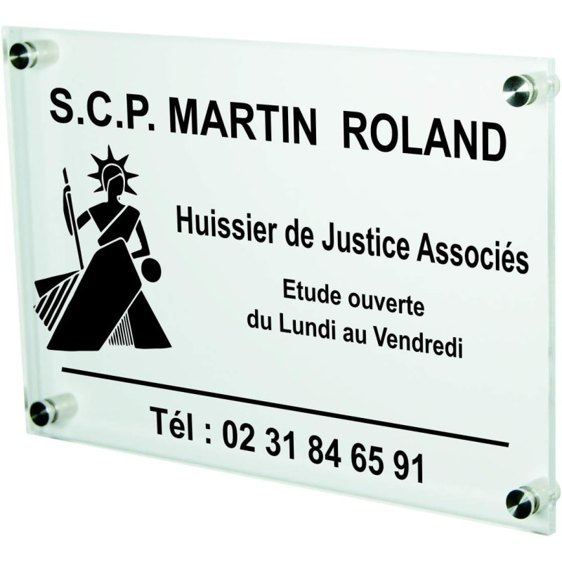Gravure Events Plaque Professionnelle Huissier de Justice – Personnalisée en Ligne – Personnalisation Fixations et Livraison