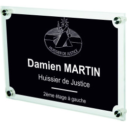 Gravure Events Plaque Professionnelle Huissier de Justice – Personnalisée en Ligne – Personnalisation Fixations et Livraison