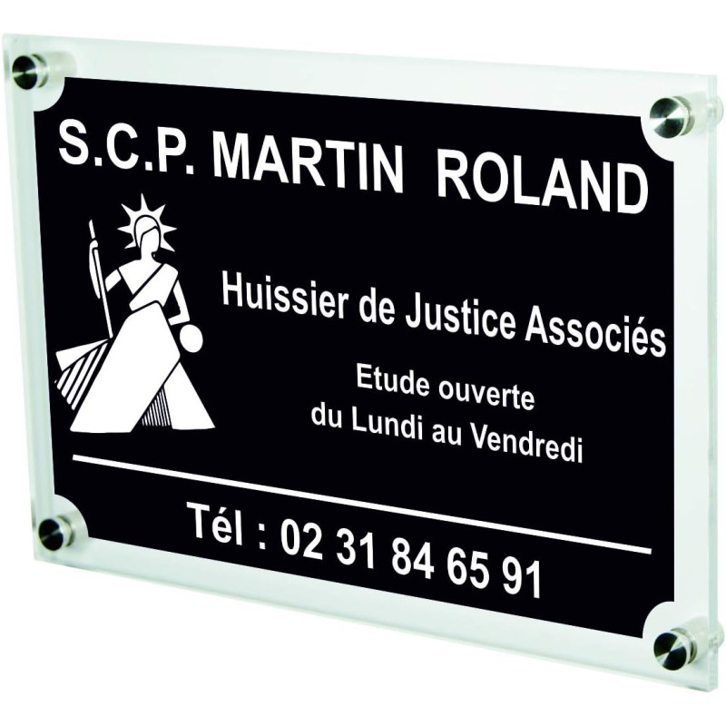 Gravure Events Plaque Professionnelle Huissier de Justice – Personnalisée en Ligne – Personnalisation Fixations et Livraison
