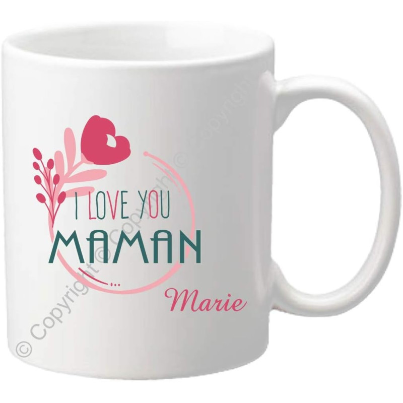 Gravure Events Mug personnalisé Maman – I love you Maman – Cadeau d'anniversaire, noël, fête des mères – Mug 66