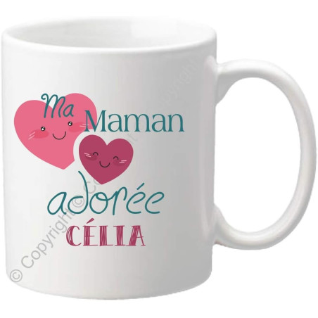 Gravure Events Mug personnalisé Maman – Ma Maman adorée – Cadeau d'anniversaire, noël, fête des mères – Mug 65