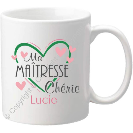 Gravure Events Cadeau Maîtresse Mug - Tasse Personnalisée originale pour maîtresses d'école avec prénom de l'enfant - Fin Année