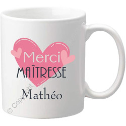 Gravure Events Cadeau Maîtresse Mug - Tasse Personnalisée originale pour maîtresses d'école avec prénom de l'enfant - Fin Année
