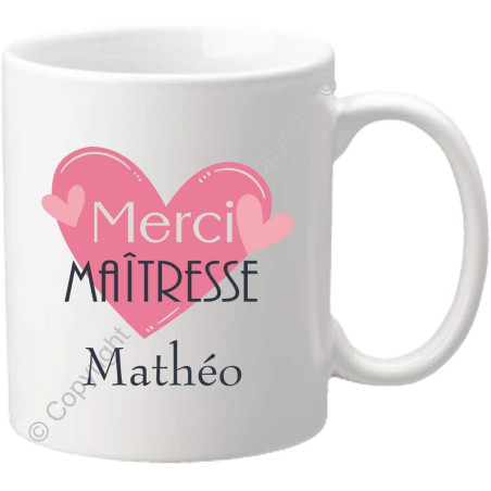Gravure Events Cadeau Maîtresse Mug - Tasse Personnalisée originale pour maîtresses d'école avec prénom de l'enfant - Fin Année