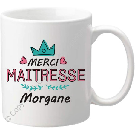 Gravure Events Cadeau Maîtresse Mug - Tasse Personnalisée originale pour maîtresses d'école avec prénom de l'enfant - Fin Année