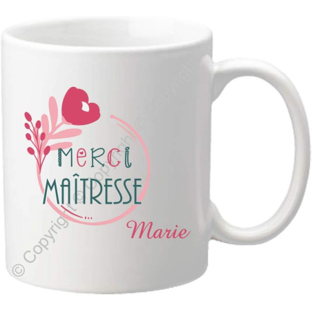 Gravure Events Cadeau Maîtresse Mug - Tasse Personnalisée originale pour maîtresses d'école avec prénom de l'enfant - Fin Année