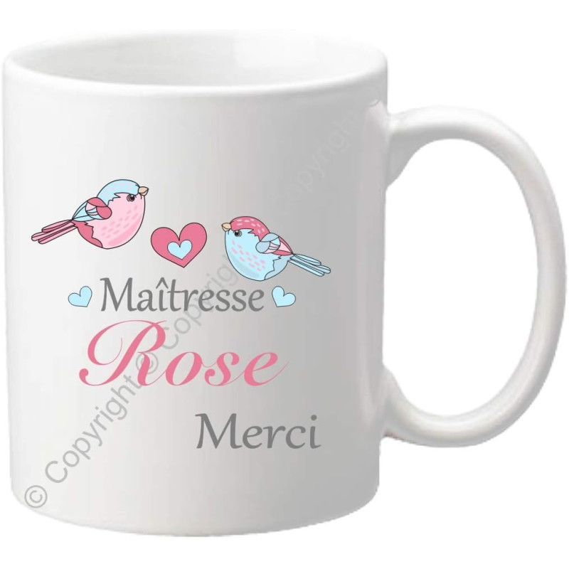 Gravure Events Cadeau Maîtresse Mug - Tasse Personnalisée originale pour maîtresses d'école avec prénom de l'enfant - Fin Année