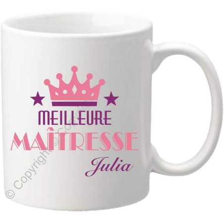 Gravure Events Cadeau Maîtresse Mug - Tasse Personnalisée originale pour maîtresses d'école avec prénom de l'enfant - Fin Année