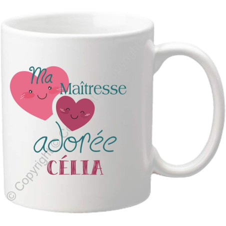 Gravure Events Cadeau Maîtresse Mug - Tasse Personnalisée originale pour maîtresses d'école avec prénom de l'enfant - Fin Année
