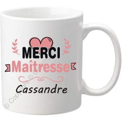 Gravure Events Cadeau Maîtresse Mug - Tasse Personnalisée originale pour maîtresses d'école avec prénom de l'enfant - Fin Année