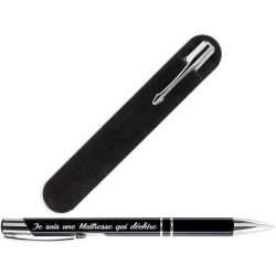 Gravure Events Stylo gravé pour la Maîtresse de votre enfant + Pochette Velours - Cadeau Maîtresse d'école (Je suis une
