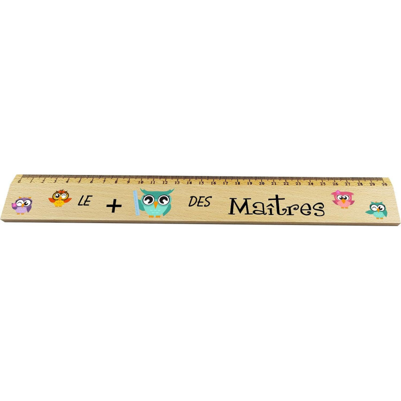 Règle en Bois - Le plus chouette des Maîtres - Cadeau Maître d'école