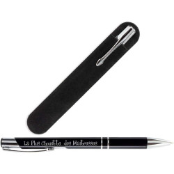 Gravure Events Stylo gravé pour la Maîtresse de votre enfant + Pochette Velours - Cadeau Maîtresse d'école (La plus chouette