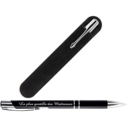 Gravure Events Stylo gravé pour la Maîtresse de votre enfant + Pochette Velours - Cadeau Maîtresse d'école (La plus gentille