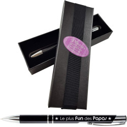 Stylo - Le plus Fun des Papas + Boite Cadeau - Cadeau fête des Pères Anniversaire de votre Papa, Noël