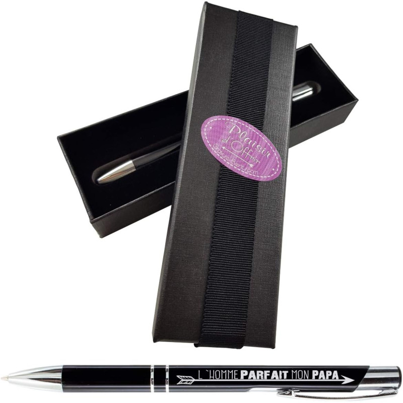 Stylo - L'homme parfait mon Papa + Boite Cadeau - Cadeau fête des Pères Anniversaire de votre Papa, Noël