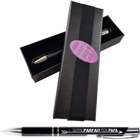 Stylo - L'homme parfait mon Papa + Boite Cadeau - Cadeau fête des Pères Anniversaire de votre Papa, Noël