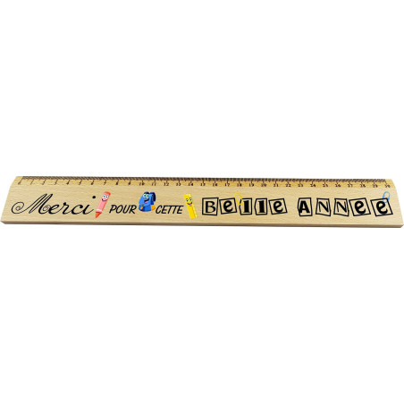 Règle en Bois - Cadeau Maîtresse d'école (Merci pour cette belle Année)