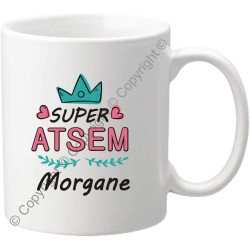 Gravure Events Mug Tasse – Super ATSEM - Cadeau Atsem Personnalisable avec le prénom de l'enfant - Cadeau Original Fin d'Année