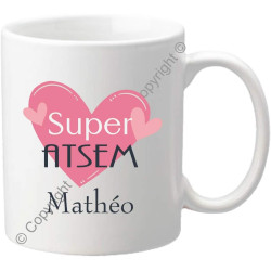 Gravure Events Mug Tasse – Super ATSEM - Cadeau Atsem Personnalisable avec le prénom de l'enfant - Cadeau Original Fin d'Année