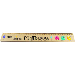 Règle en Bois - Cadeau Maîtresse d'école (Super Maîtresse)