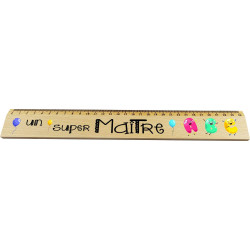 Règle en Bois - Un Super Maître - Cadeau Maître d'école