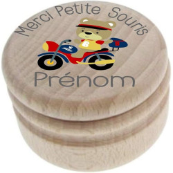 Boite à Dents de Lait en Bois - Made in France - Personnalisée avec le Prénom de l'Enfant + Texte Personnalisable - Dessin