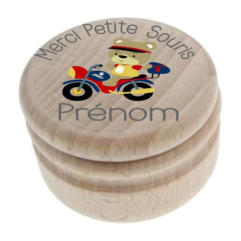 Boite à Dents de Lait en Bois - Made in France - Personnalisée avec le Prénom de l'Enfant + Texte Personnalisable - Dessin