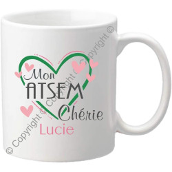 Gravure Events Mug Tasse – Mon ATSEM Chérie - Cadeau Atsem Personnalisable avec le prénom de l'enfant - Cadeau Original Fin