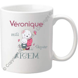 Gravure Events Mug Tasse - Ma Super ATSEM - Cadeau Atsem Personnalisable avec le prénom de l'enfant - Cadeau Original Fin