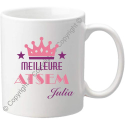 Gravure Events Mug Tasse – Meilleure ATSEM - Cadeau Atsem Personnalisable avec le prénom de l'enfant - Cadeau Original Fin