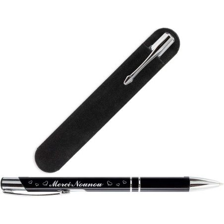 Stylo NOUNOU – Merci Nounou + Pochette velours - Cadeau original pour Nounou, pour la fête des Nounous, Noël, Anniversaire, fin