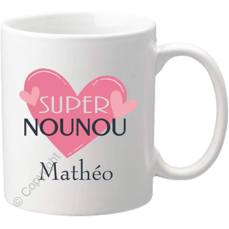Gravure Events - Mug personnalisé Super Nounou – Cadeau pour la fête des Nounous, Noël, Anniversaire, fin de contrat, fin
