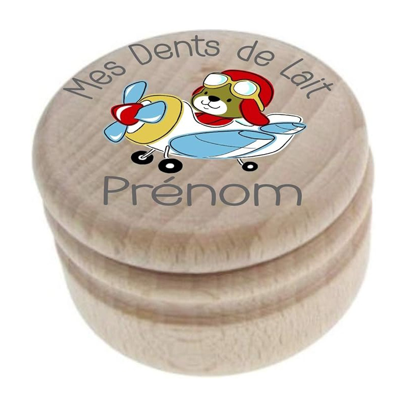 Boîte à Dents de Lait en Bois - Fabrication Française - Personnalisée avec le Prénom de l'Enfant + Texte Personnalisable
