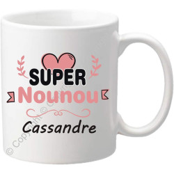 Gravure Events - Mug personnalisé Super Nounou – Cadeau pour la fête des Nounous, Noël, Anniversaire, fin de contrat, fin