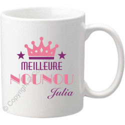 Mug personnalisé pour Nounou – Meilleure Nounou – Cadeau pour la fête des Nounous, Noël, Anniversaire, fin de contrat, fin