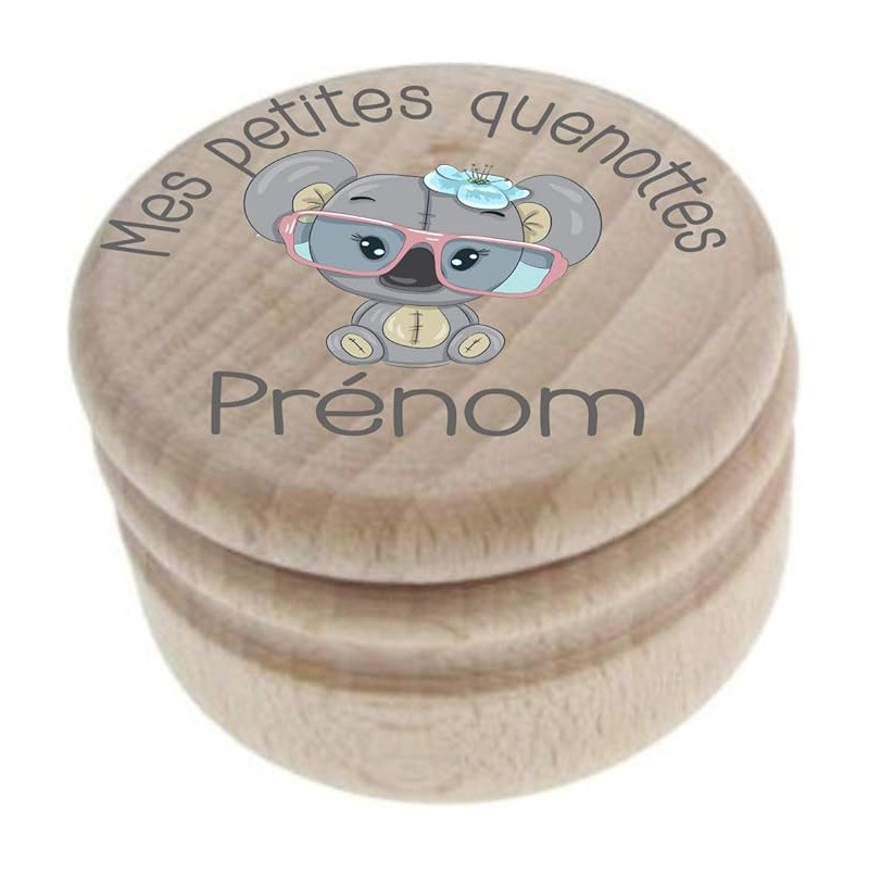 Boîte à Dents de Lait en Bois - Fabrication Française - Personnalisée avec le Prénom de l'Enfant + Texte Personnalisable
