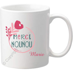 Gravure Events - Mug personnalisé Merci Nounou – Cadeau pour la fête des Nounous, Noël, Anniversaire, fin de contrat, fin