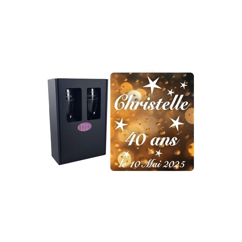 Gravure Events Flûtes à Champagne Gravées Modèle Etoiles
