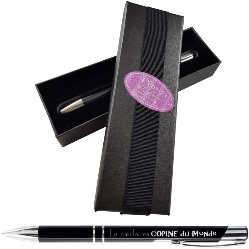Stylo gravé – La meilleure Copine du Monde – Avec sa Boîte Cadeau