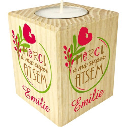 Bougie personnalisée Merci à ma Super Atsem - Cadeau Atsem Personnalisable avec Le prénom de l'enfant - Cadeau Original Fin