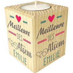 Bougie personnalisée Meilleure des Atsem - Cadeau Atsem Personnalisable avec Le prénom de l'enfant - Cadeau Original Fin