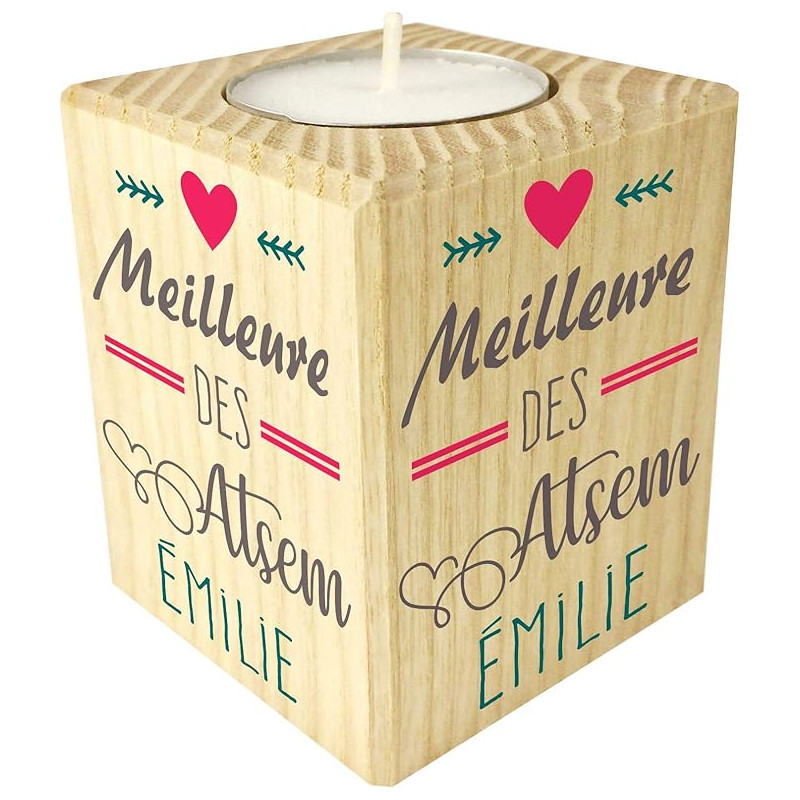 Bougie personnalisée Meilleure des Atsem - Cadeau Atsem Personnalisable avec Le prénom de l'enfant - Cadeau Original Fin