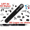 Lot de 50 Stylos personnalisé Logo pour Professionnels – Stylos société à bille - Stylo publicitaire gravé au nom de